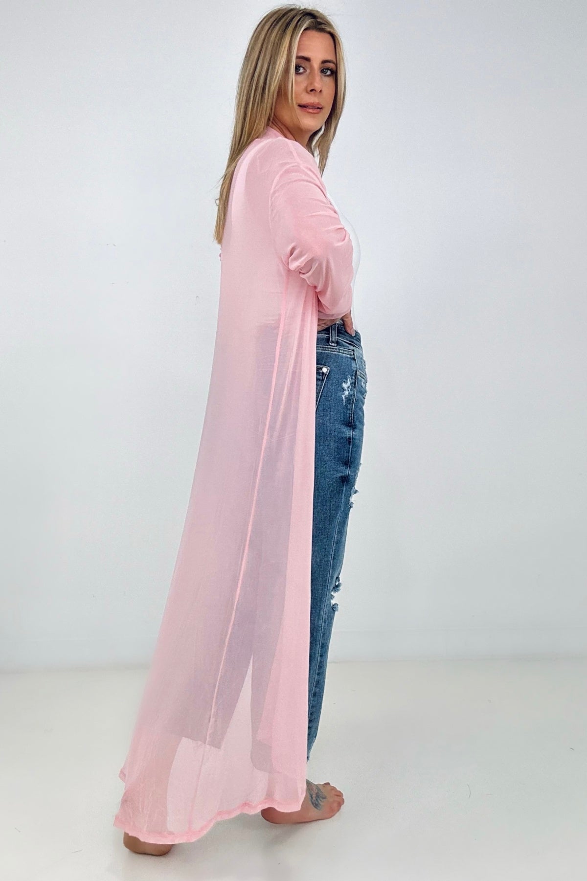 Zenana "Eden" Mesh Long Sleeve Duster Kimono