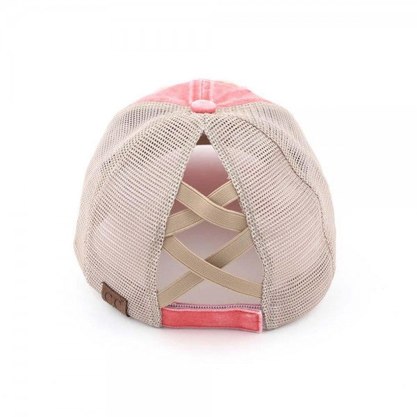 Top Knots Distressed Pony Hat