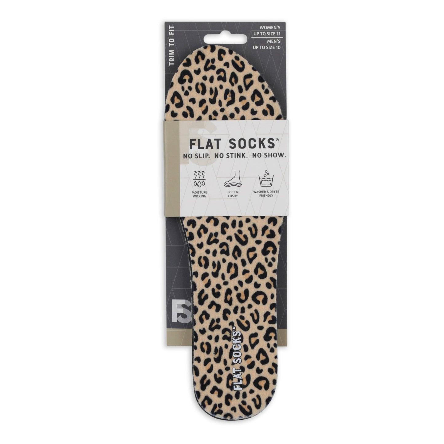 Leopard Print FLAT SOCKS: Small (up to Women's 11, Men's 10)