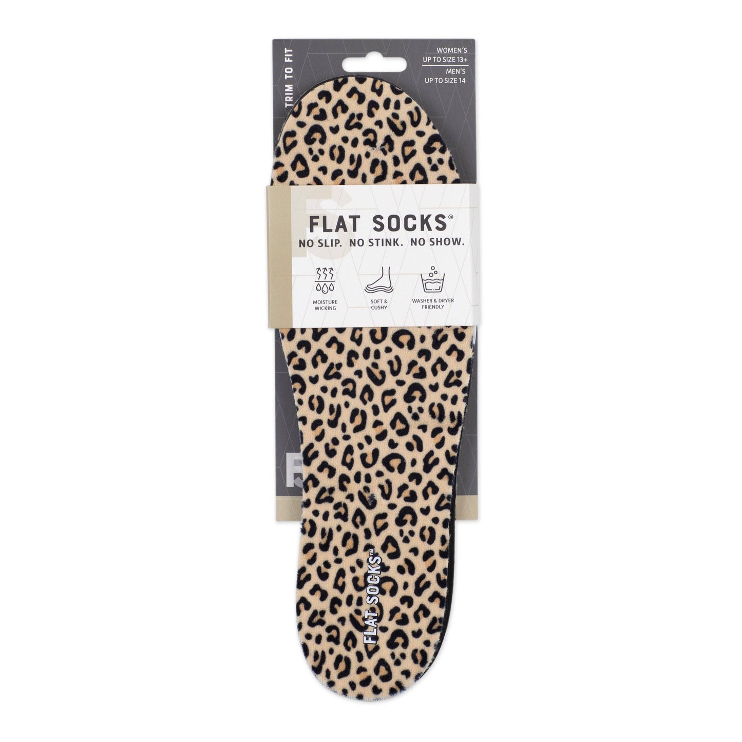 Leopard Print FLAT SOCKS: Small (up to Women's 11, Men's 10)