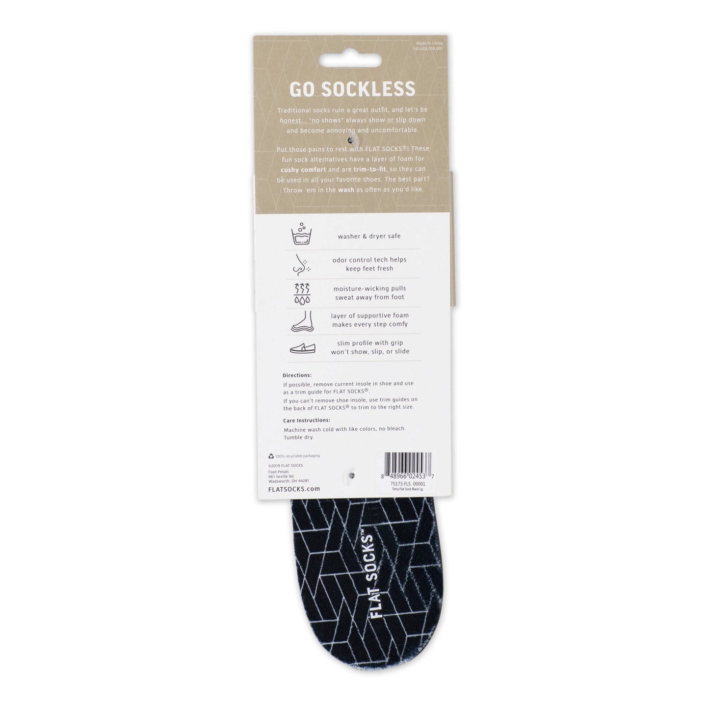 Black FLAT SOCKS: Large (up to Women's 13+, Men's 14)