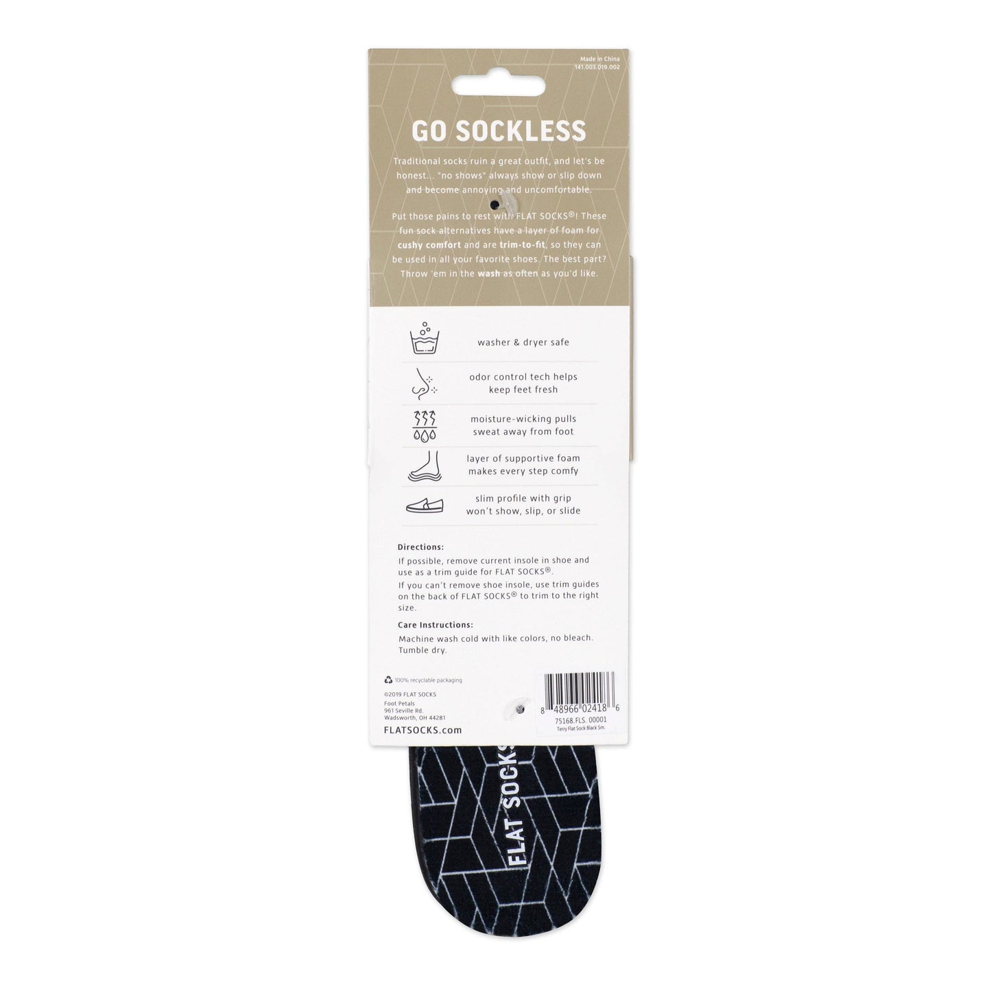 Black FLAT SOCKS: Large (up to Women's 13+, Men's 14)