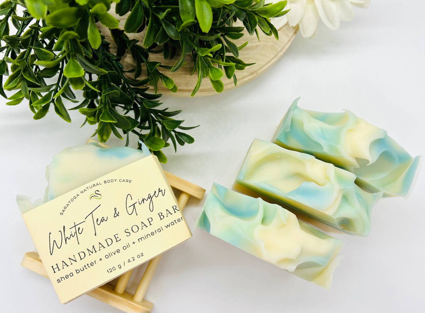 White Tea Ginger Handmade Soap Bar VEGAN COLD PROCESS