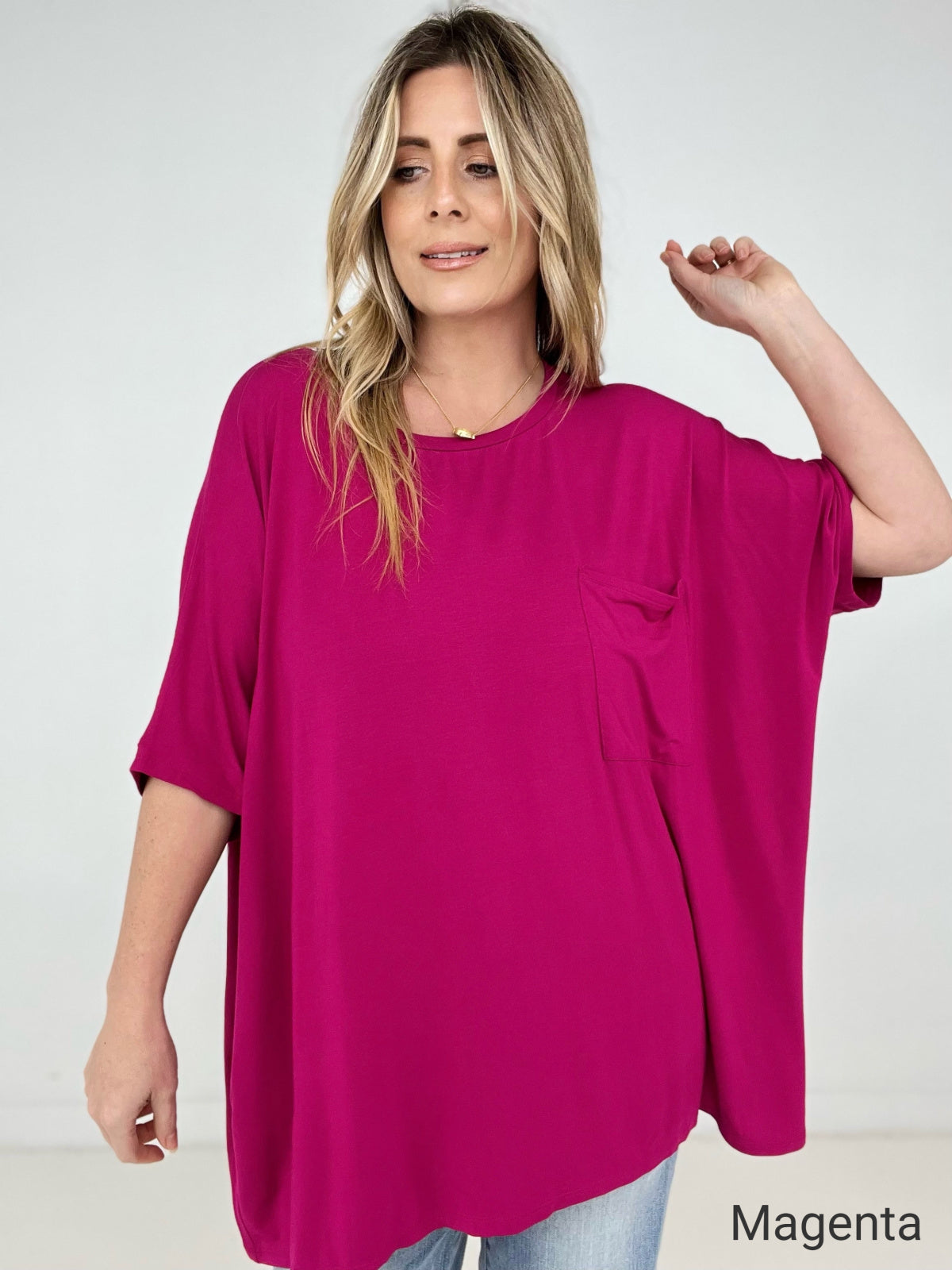 Zenana "Modish Comfort" Rayon Oversized Front Pocket Top