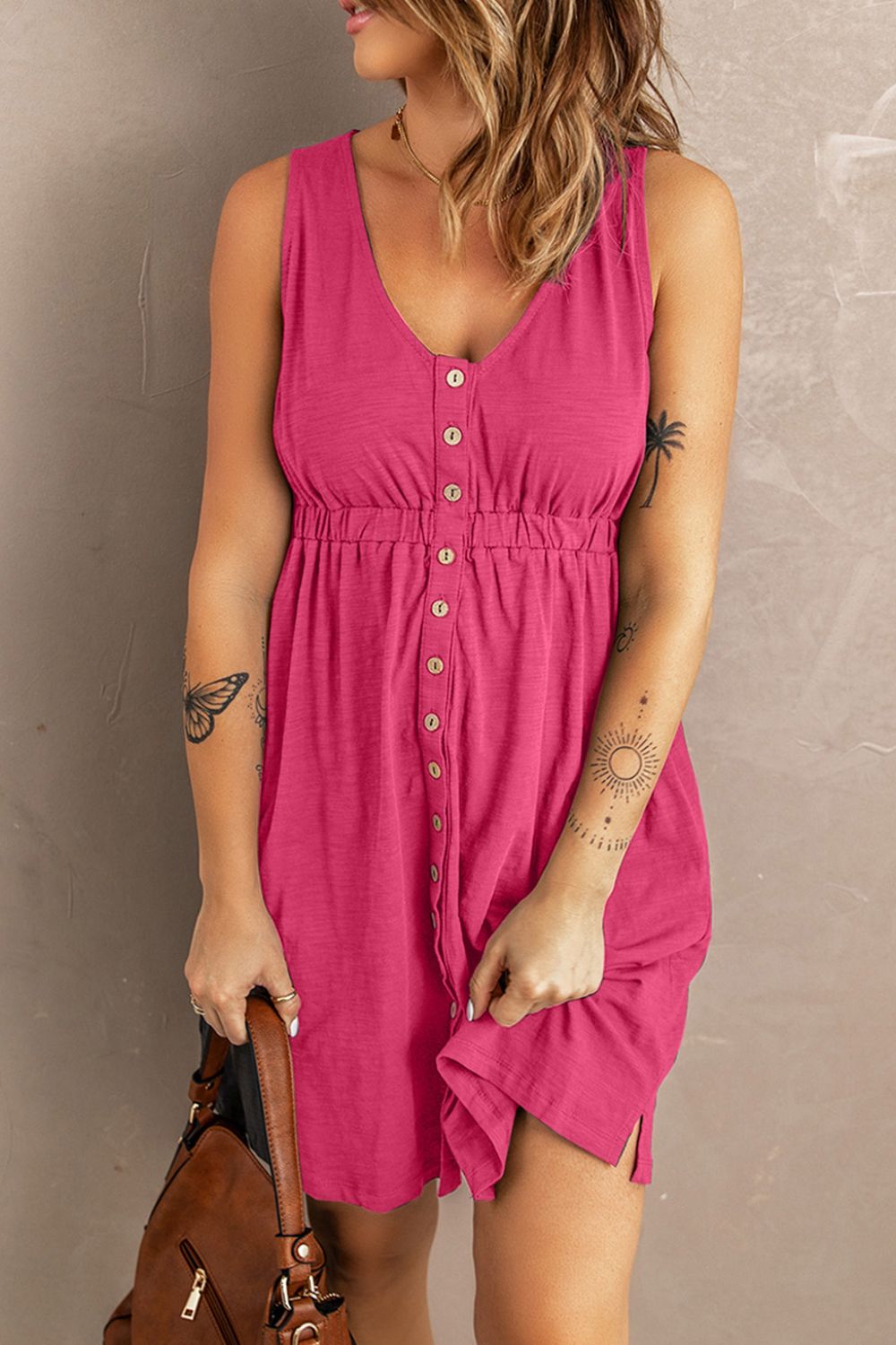 Sleeveless Button Down Mini Dress