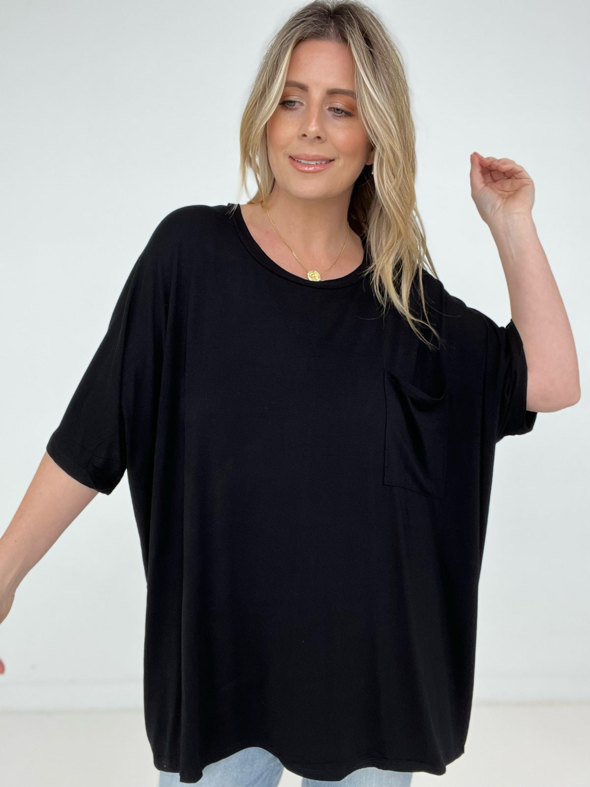 Zenana "Modish Comfort" Rayon Oversized Front Pocket Top