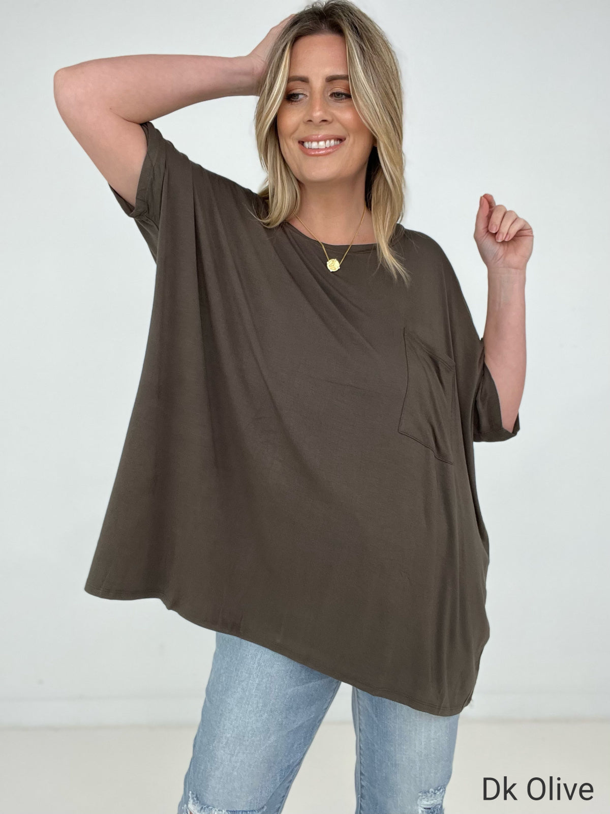 Zenana "Modish Comfort" Rayon Oversized Front Pocket Top