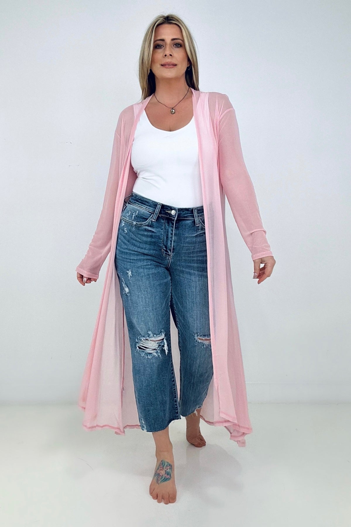 Zenana "Eden" Mesh Long Sleeve Duster Kimono