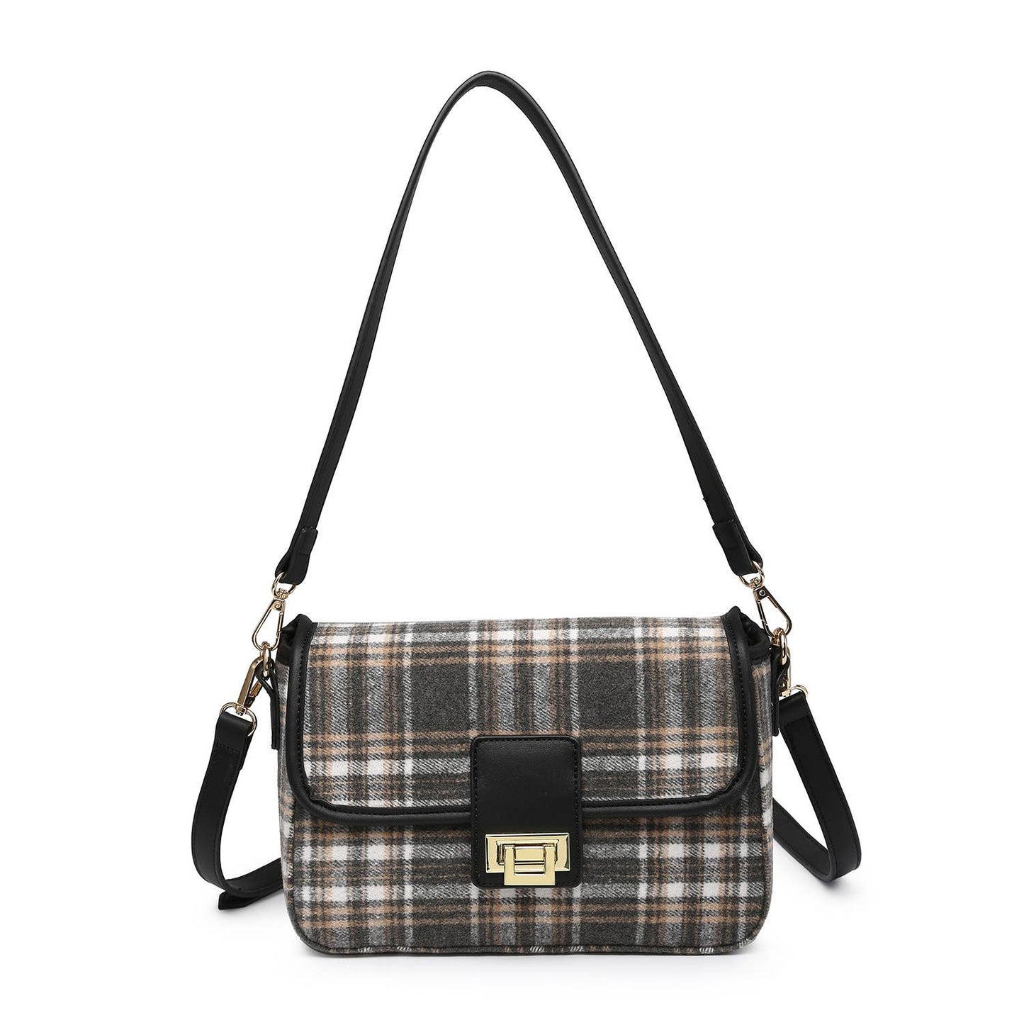 M2169PLD Elodie Plaid Gold Accent Crossbody