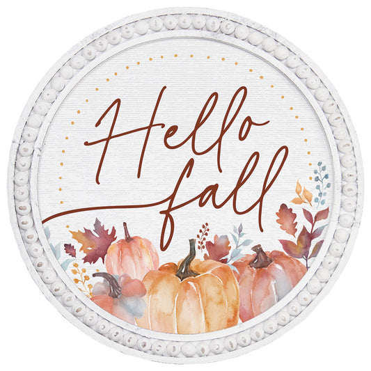 Hello Fall Beaded Round Wall Art