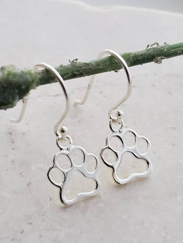 Silver Dog Paw Earrings