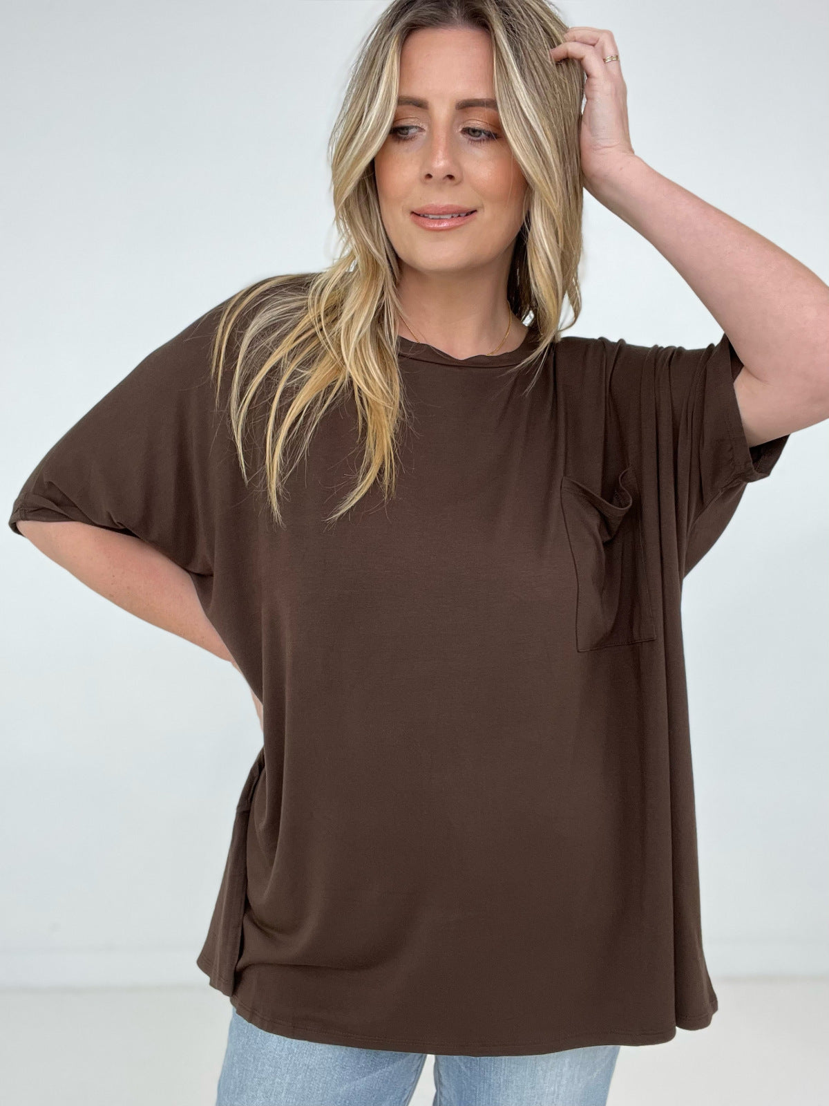 Zenana "Modish Comfort" Rayon Oversized Front Pocket Top