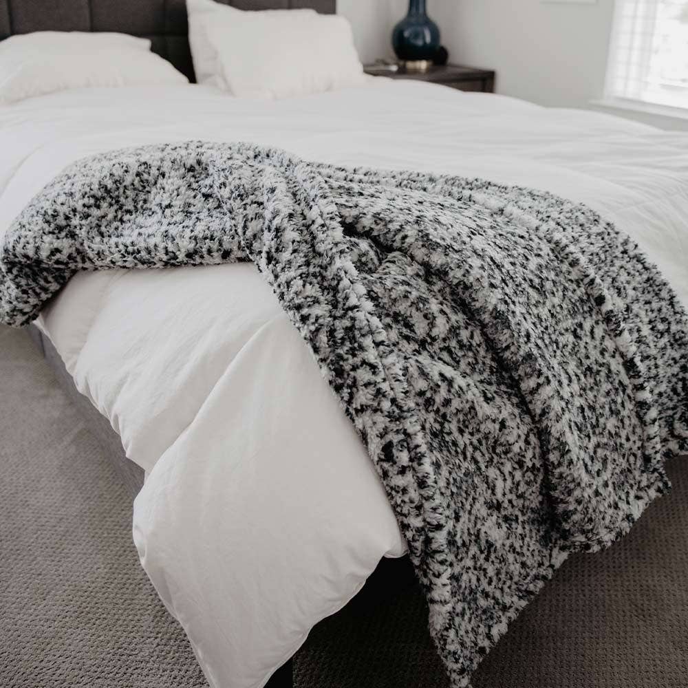 Gray Leopard Sherpa Blanket