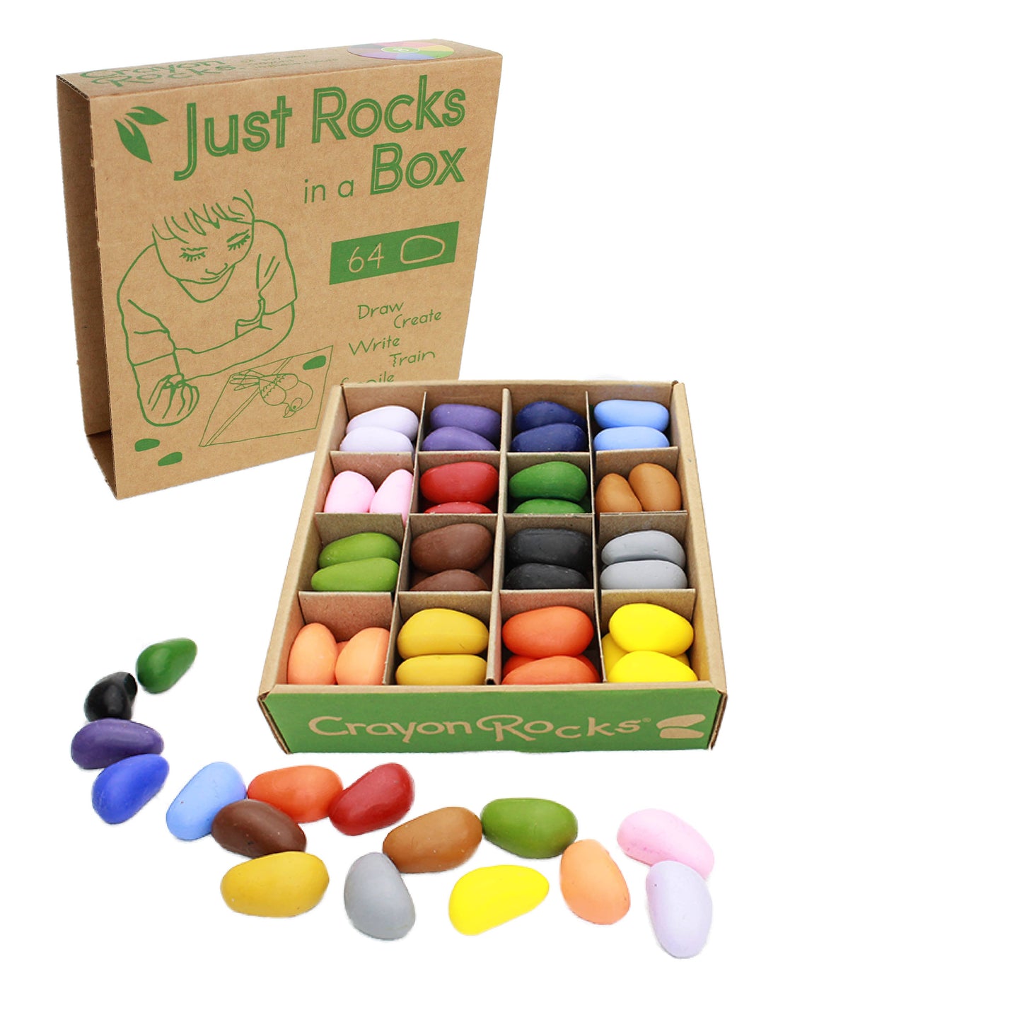 Just Rocks in a Box - 16 Colors / 64 Crayons