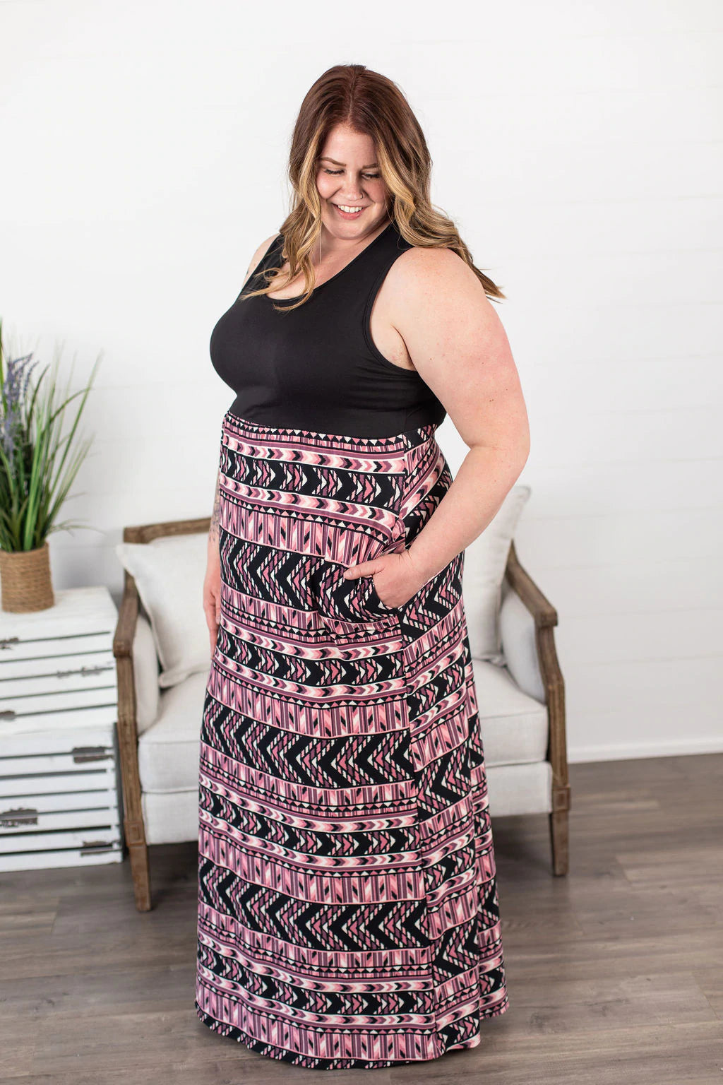 Pink Aztec Maxi Dress