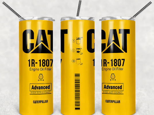 Skinny Tumbler Yellow CAT clean