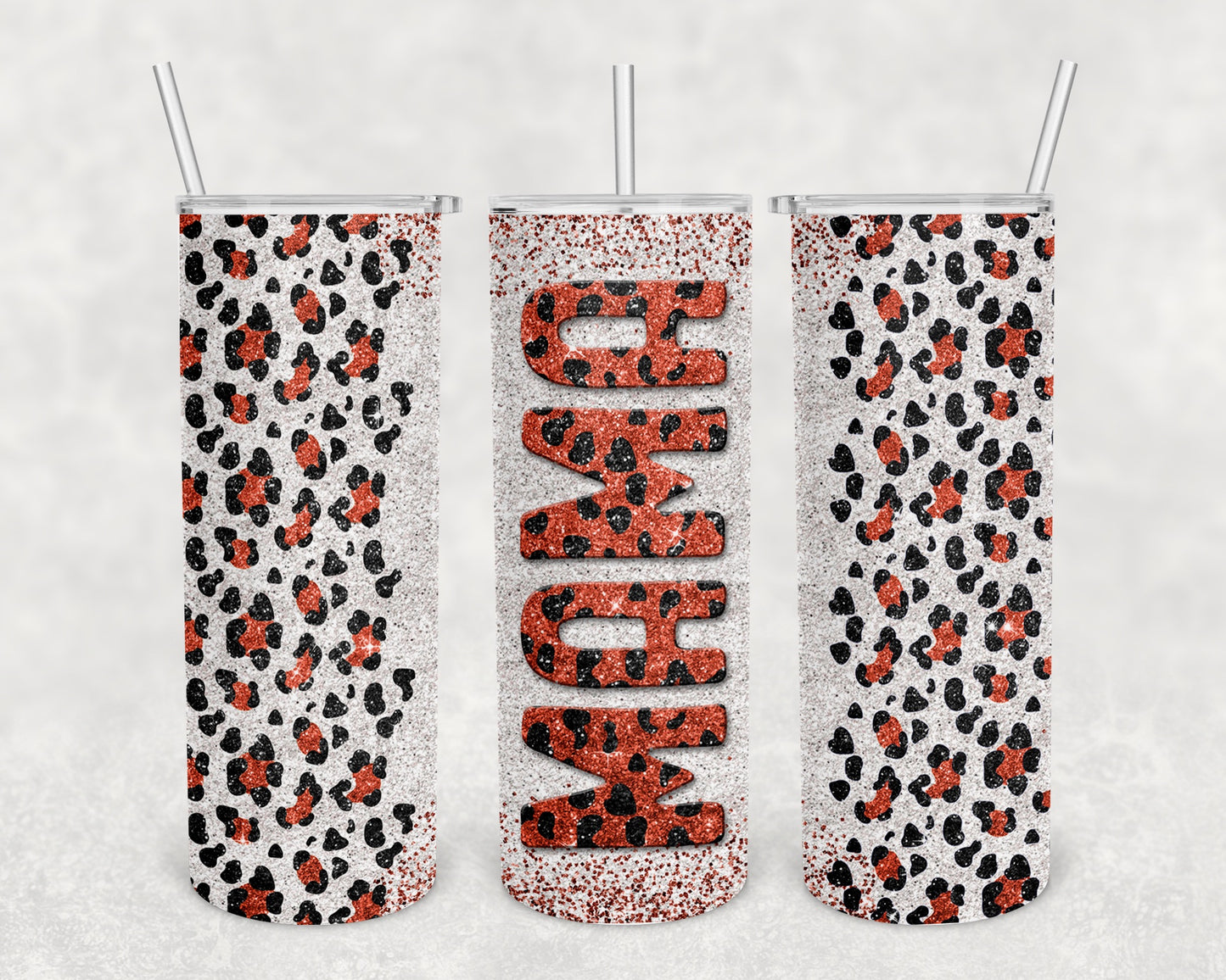 Skinny Tumbler Red Leopard Mama