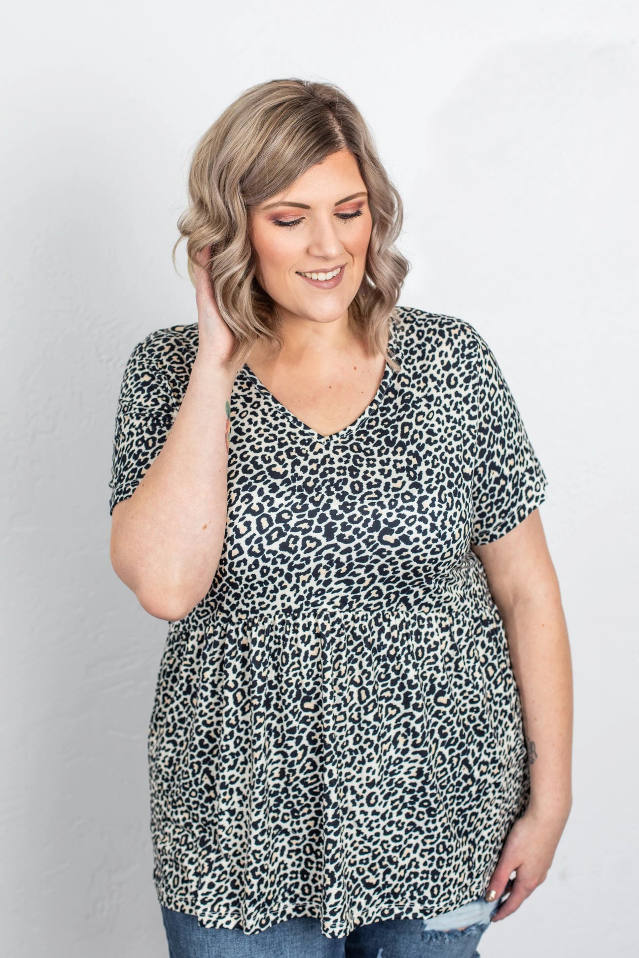 Sarah Ruffle Top- Leopard