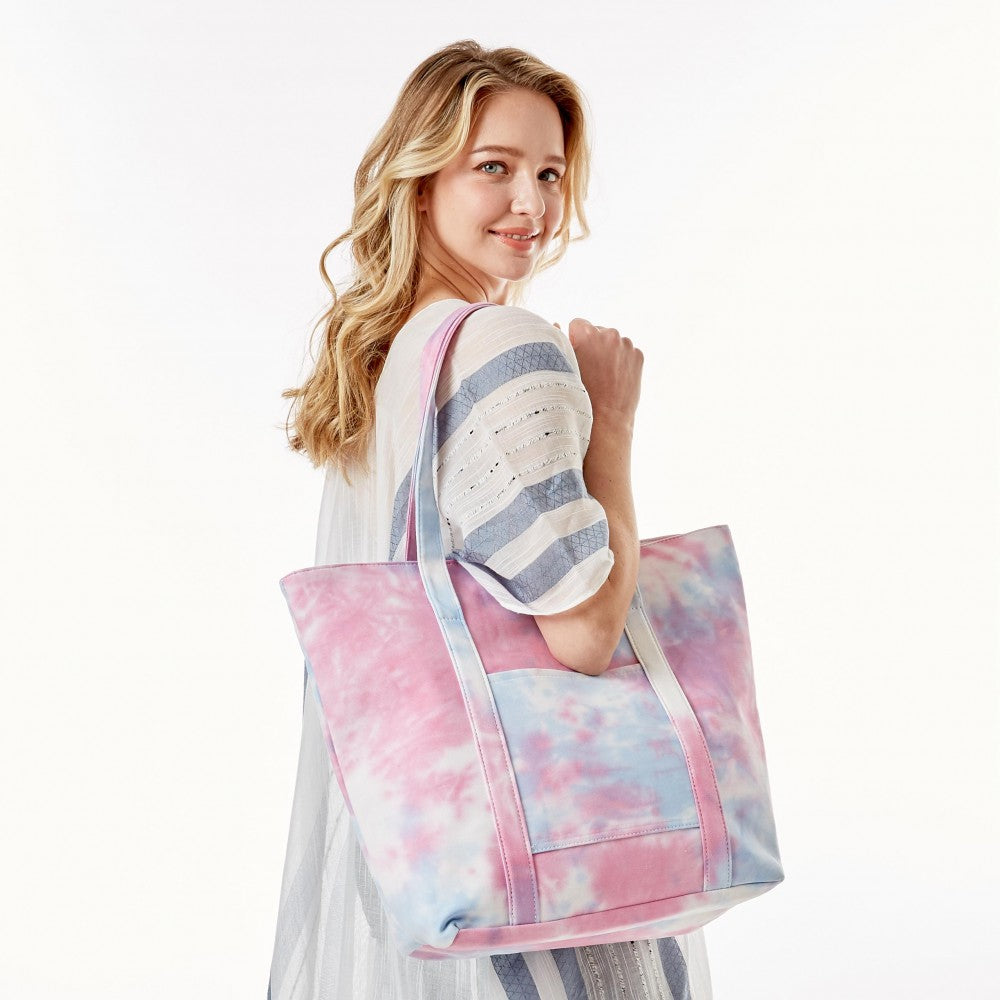 Tie Dye Print Canvas Tote Bag