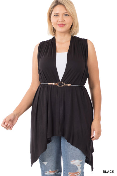 Sleeveless Draped Front Cardigan