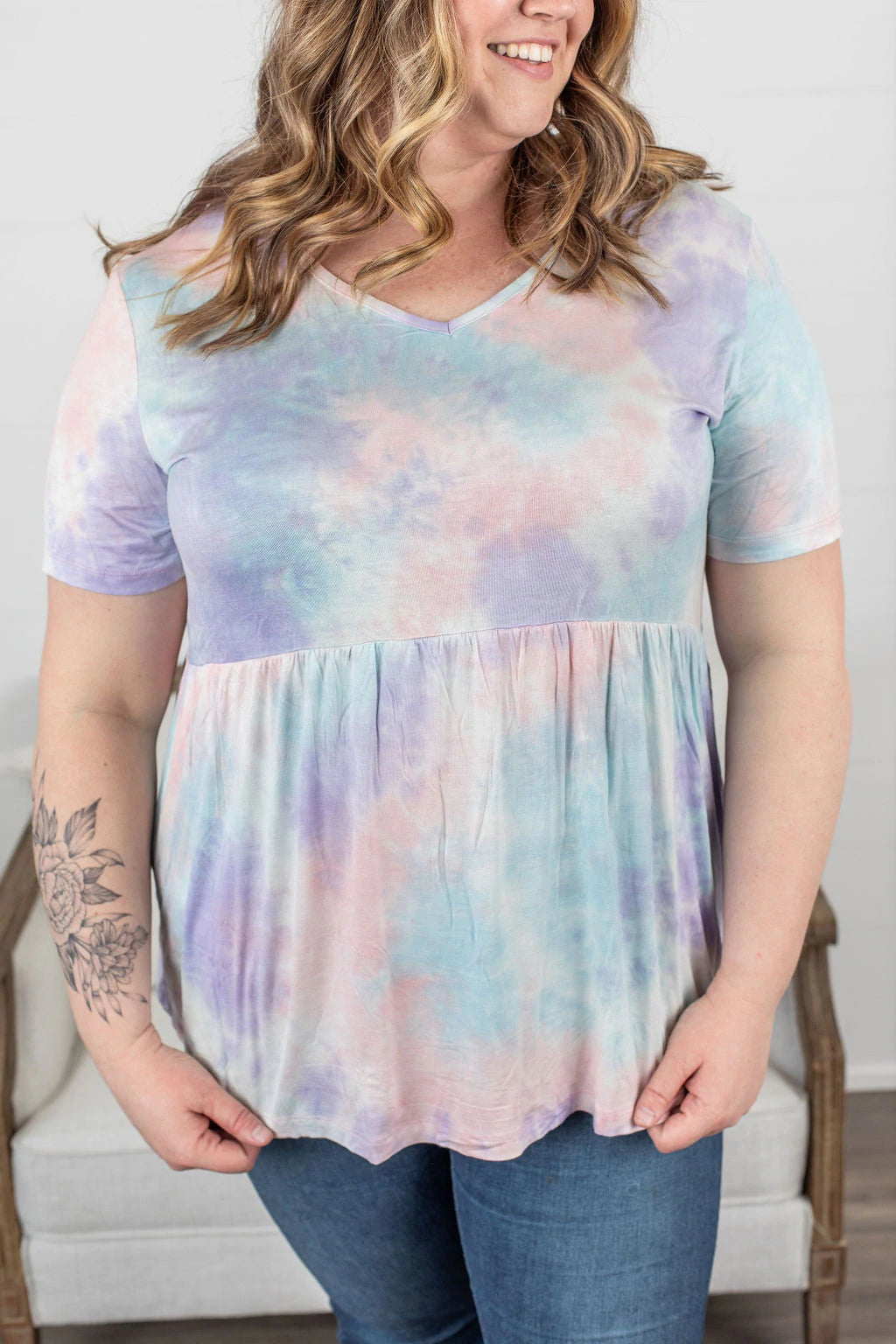 Sarah Ruffle Top- Pastel