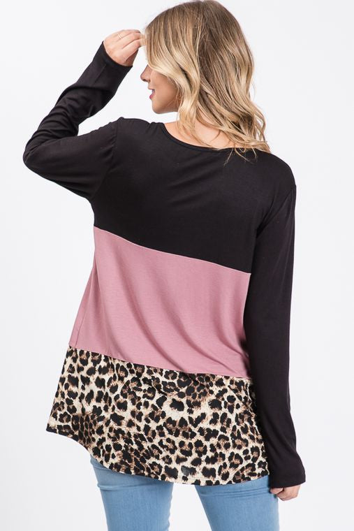 SOLID AND ANIMAL TOP WITH SEQUINS POCKET