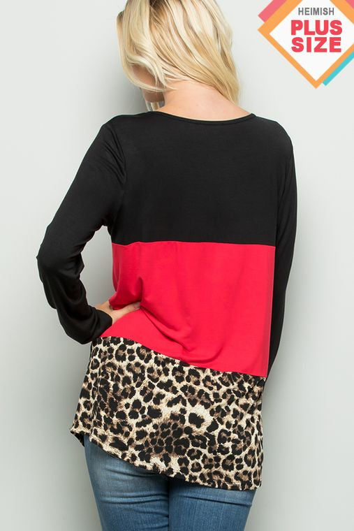 PLUS SOLID AND ANIMAL TOP WITH SEQUINS POCKET