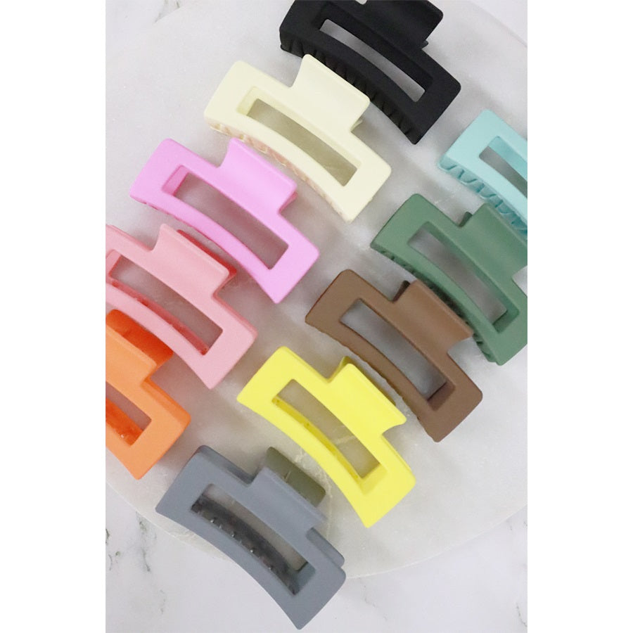 Matte Color Cut Out Rectangle Shape Hair Claw